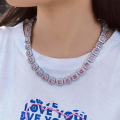 Consistent Pink Gemstone Chain Silver - icrush - schmuck