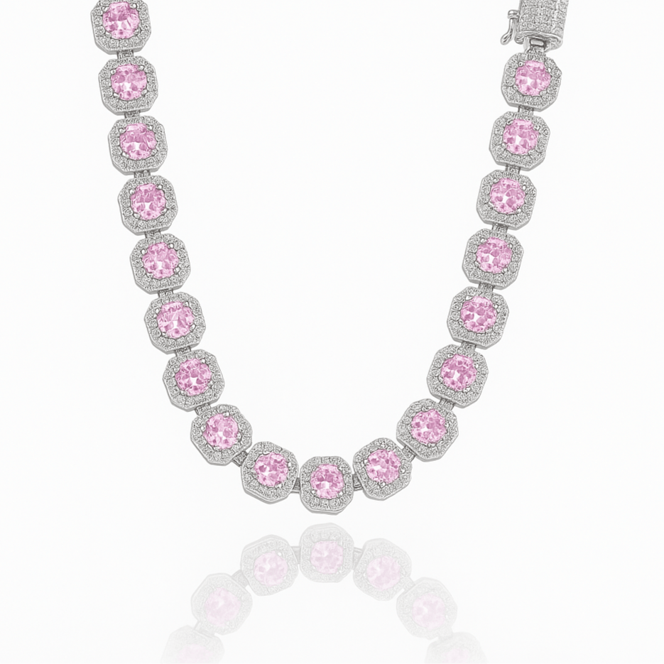 Consistent Pink Gemstone Chain Silver - icrush - schmuck