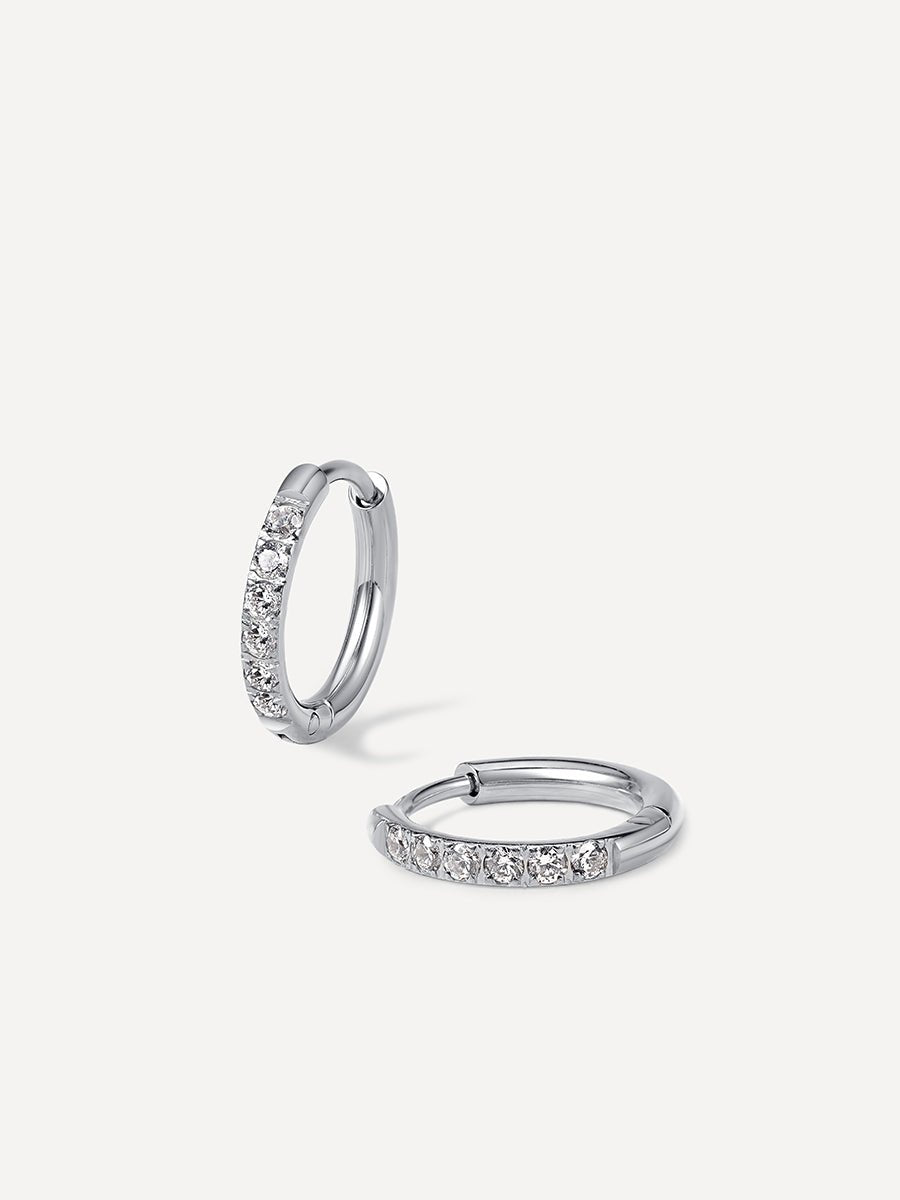 CRYSTALIZED SHINE HOOP Medium Ohrringe Silber - icrush - schmuck