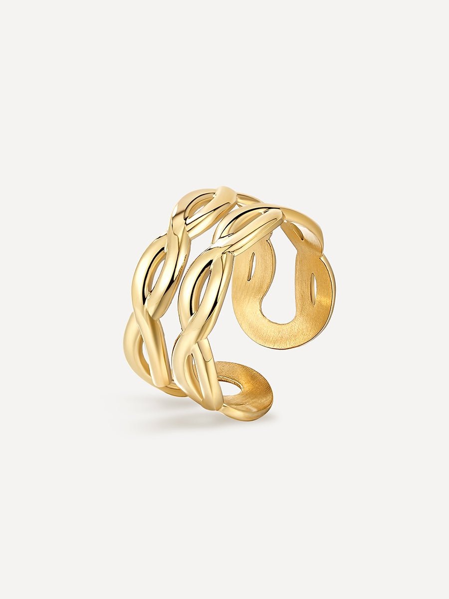 Double Twist Ring Gold-Shopicrush