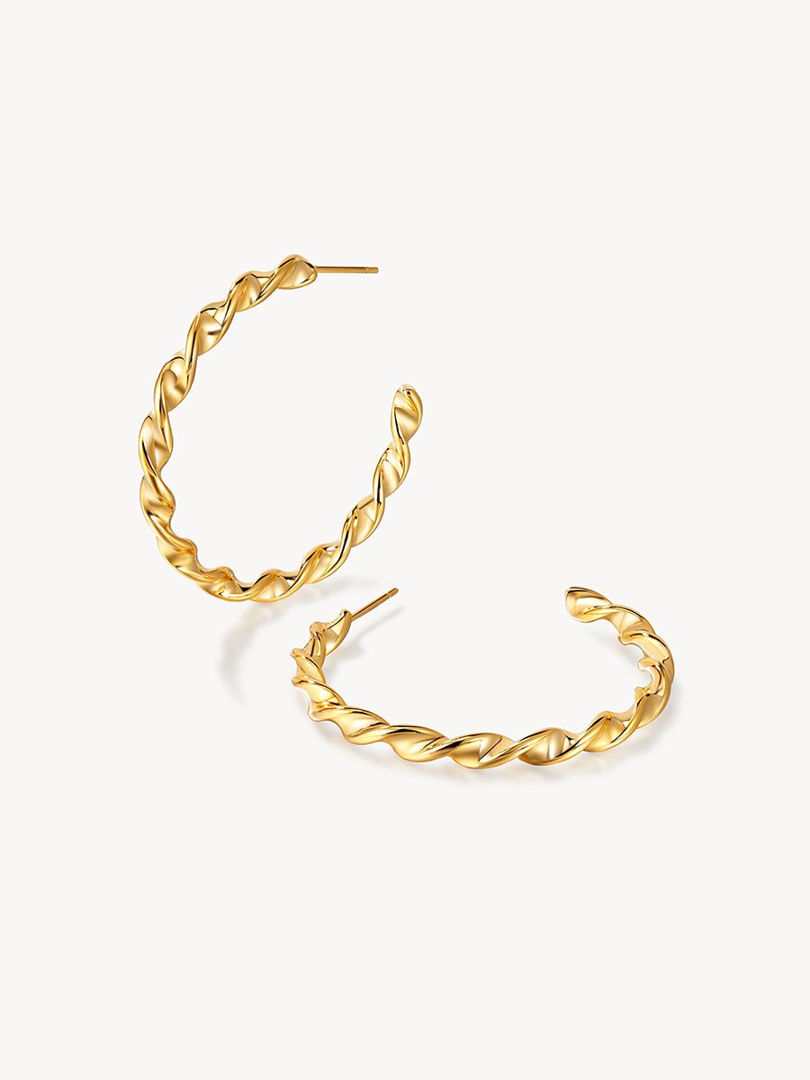 FINE TWIST LARGE OHRRINGE GOLD-Shopicrush