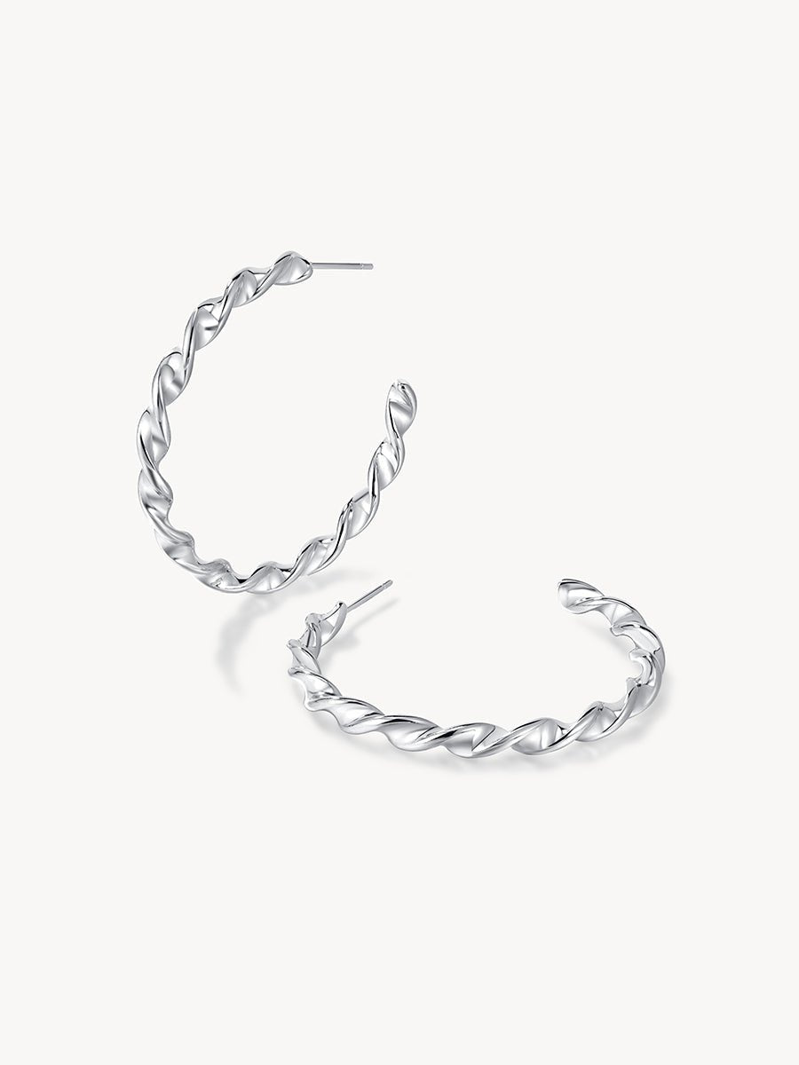 FINE TWIST LARGE OHRRINGE SILBER-Shopicrush
