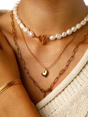 Glossy Heart Kette Gold - icrush - schmuck