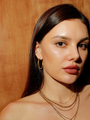 Half Texture Hoop Ohrringe Gold-Shopicrush