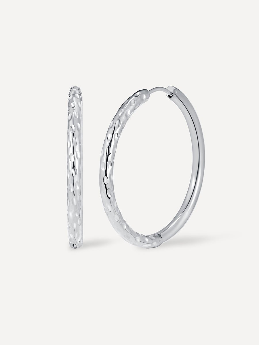 Half Texture Hoop Ohrringe Silber-Shopicrush