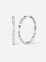 Half Texture Hoop Ohrringe Silber-Shopicrush