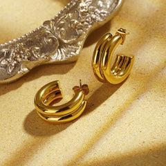 Minimalist Commuter Bicolor Hoop Earrings - icrush - schmuck