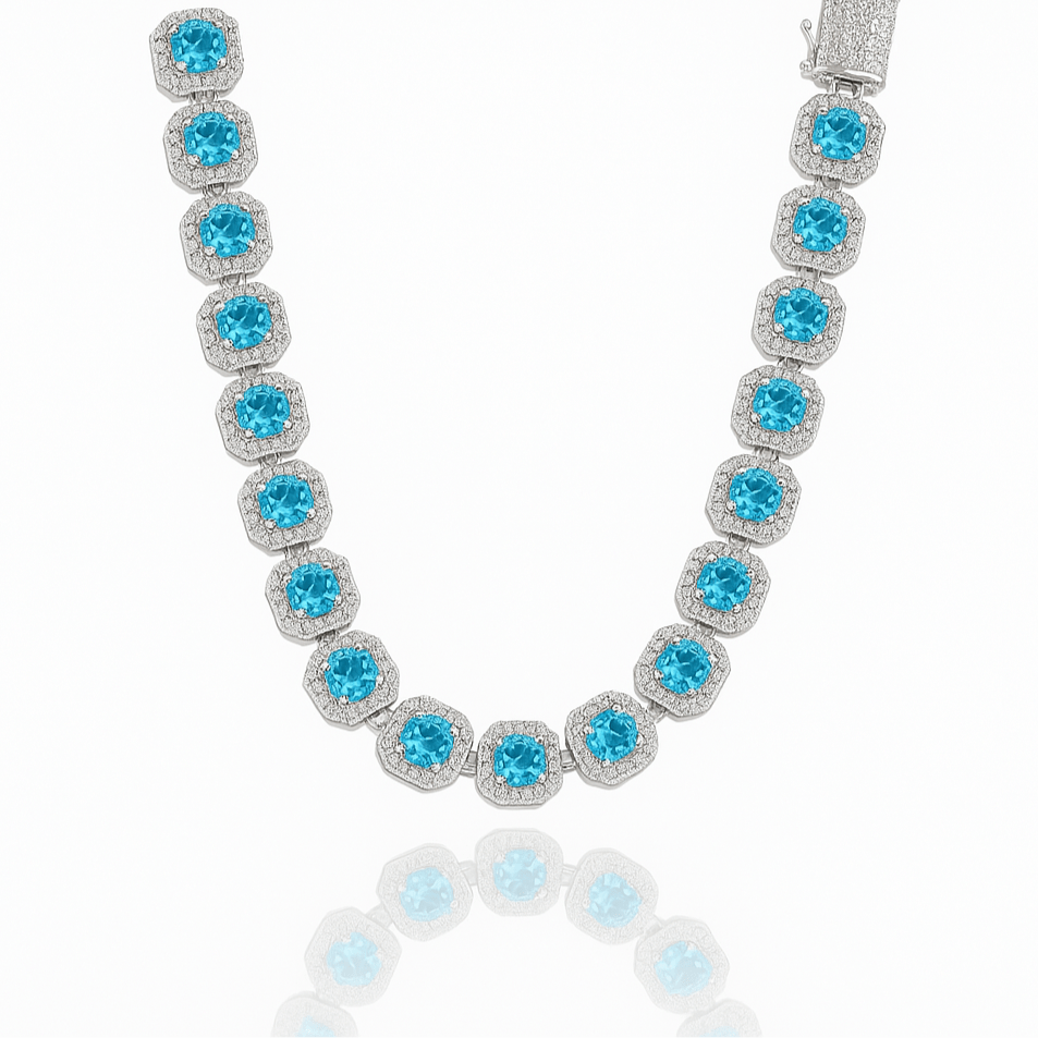Ocean Blue Gemstone Chain Silver - icrush - schmuck