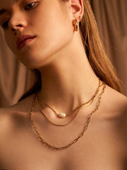 Pearl n Round Kette Silber-Shopicrush