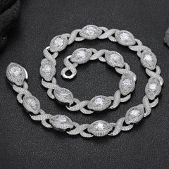 S925 Moissanite 15mm Evil Eye Eternity Chain - icrush - schmuck