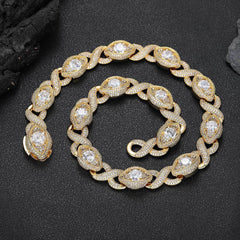 S925 Moissanite 15mm Evil Eye Eternity Chain - icrush - schmuck