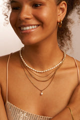 Simple Pearl Pendant Kette Gold - icrush - schmuck