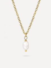 Simple Pearl Pendant Kette Gold - icrush - schmuck