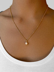 Simple Pearl Pendant Kette Silber-Shopicrush