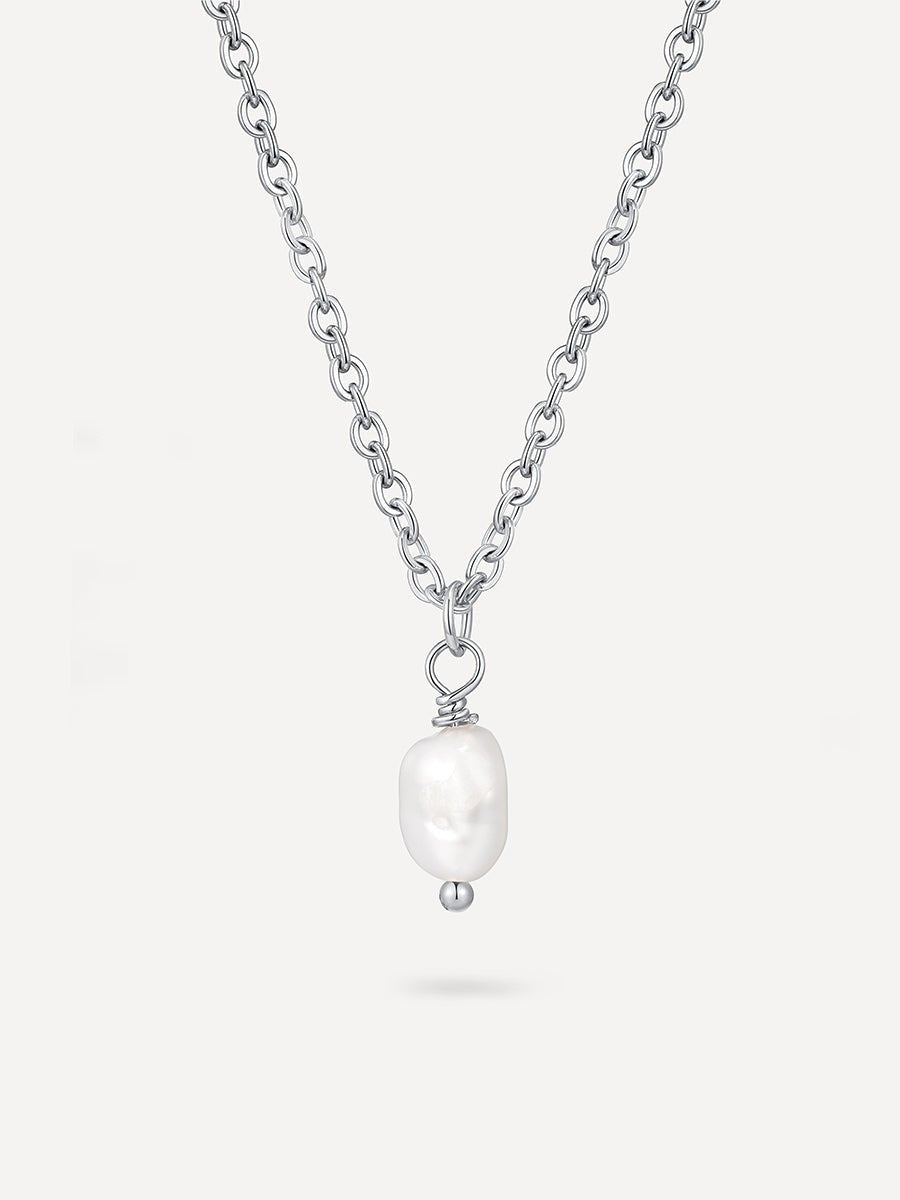 Simple Pearl Pendant Kette Silber-Shopicrush