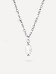 Simple Pearl Pendant Kette Silber-Shopicrush
