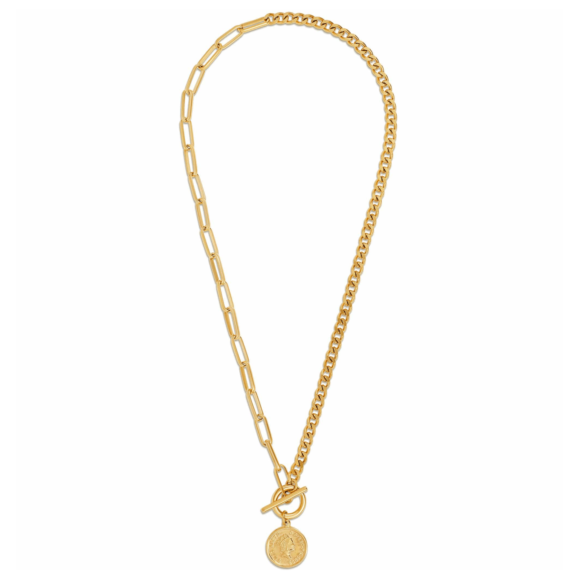 Stacie Toggle Chain Coin Kette Gold - icrush - schmuck