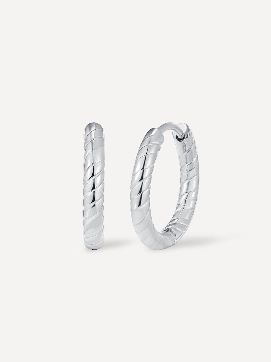 Textured Twist Hoop Ohrringe Silber-Shopicrush