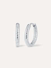 Textured Twist Hoop Ohrringe Silber-Shopicrush