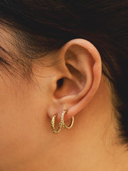 Wave Textured Hoop Ohrringe Gold-Shopicrush