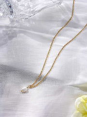 Simple Pearl Pendant Kette Silber-Shopicrush
