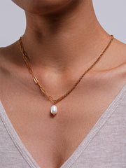 ASYMMETRIC PEARL Pendent Kette Gold-Shopicrush