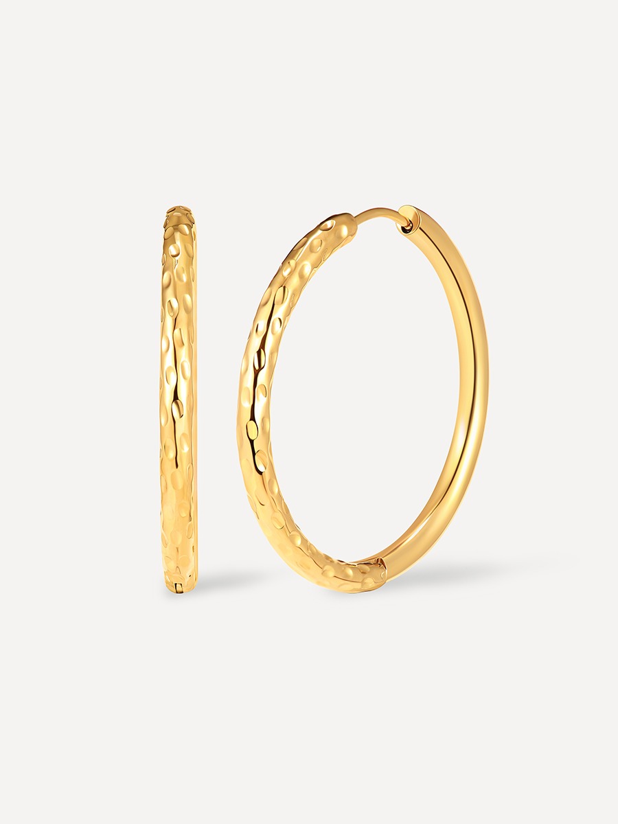 Half Texture Hoop Ohrringe Gold-Shopicrush