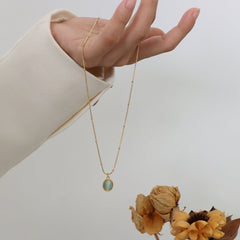 Blue Oval Pendant Kette Gold - icrush - schmuck