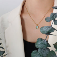 Blue Oval Pendant Kette Gold - icrush - schmuck