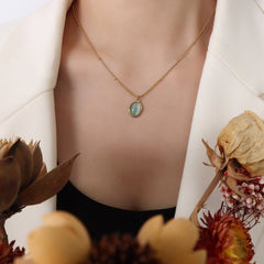 Blue Oval Pendant Kette Gold - icrush - schmuck