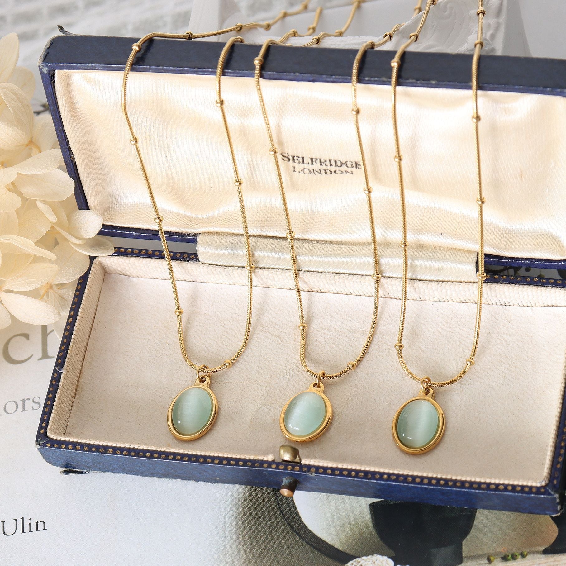 Blue Oval Pendant Kette Gold - icrush - schmuck