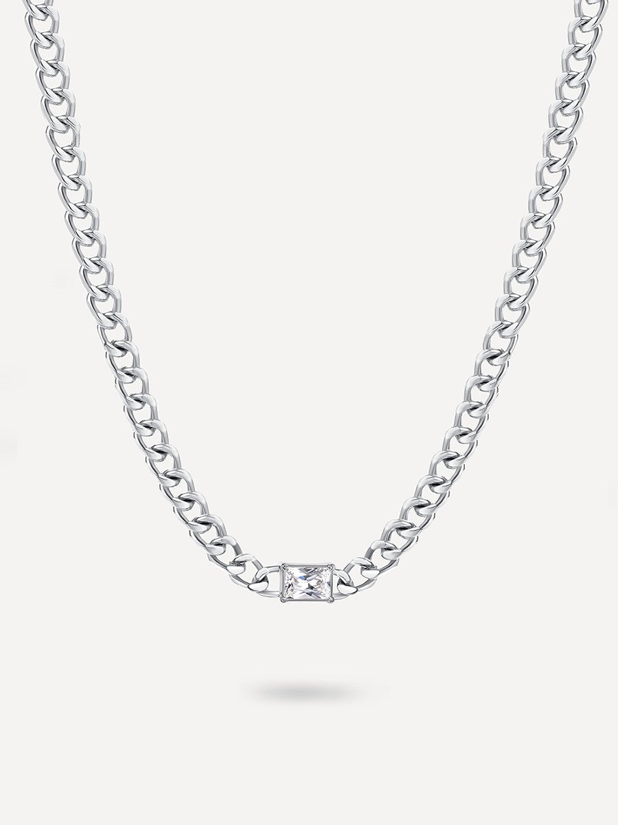 Center Stone Kette Silber-Shopicrush