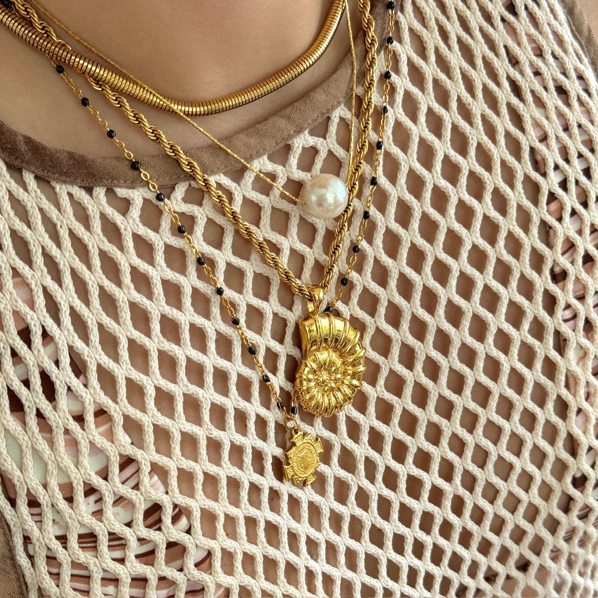 Cross Pendant Enamel Beaded Kette - icrush - schmuck