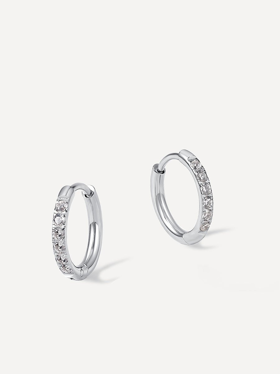 CRYSTALIZED SHINE HOOP Medium Ohrringe Silber-Shopicrush