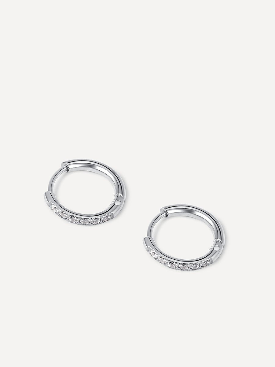 CRYSTALIZED SHINE HOOP Medium Ohrringe Silber-Shopicrush