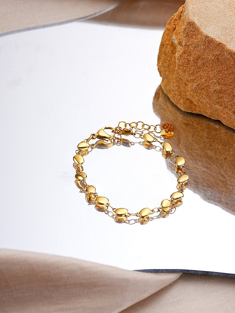 FLAT BEAN ARMBAND Gold-Shopicrush