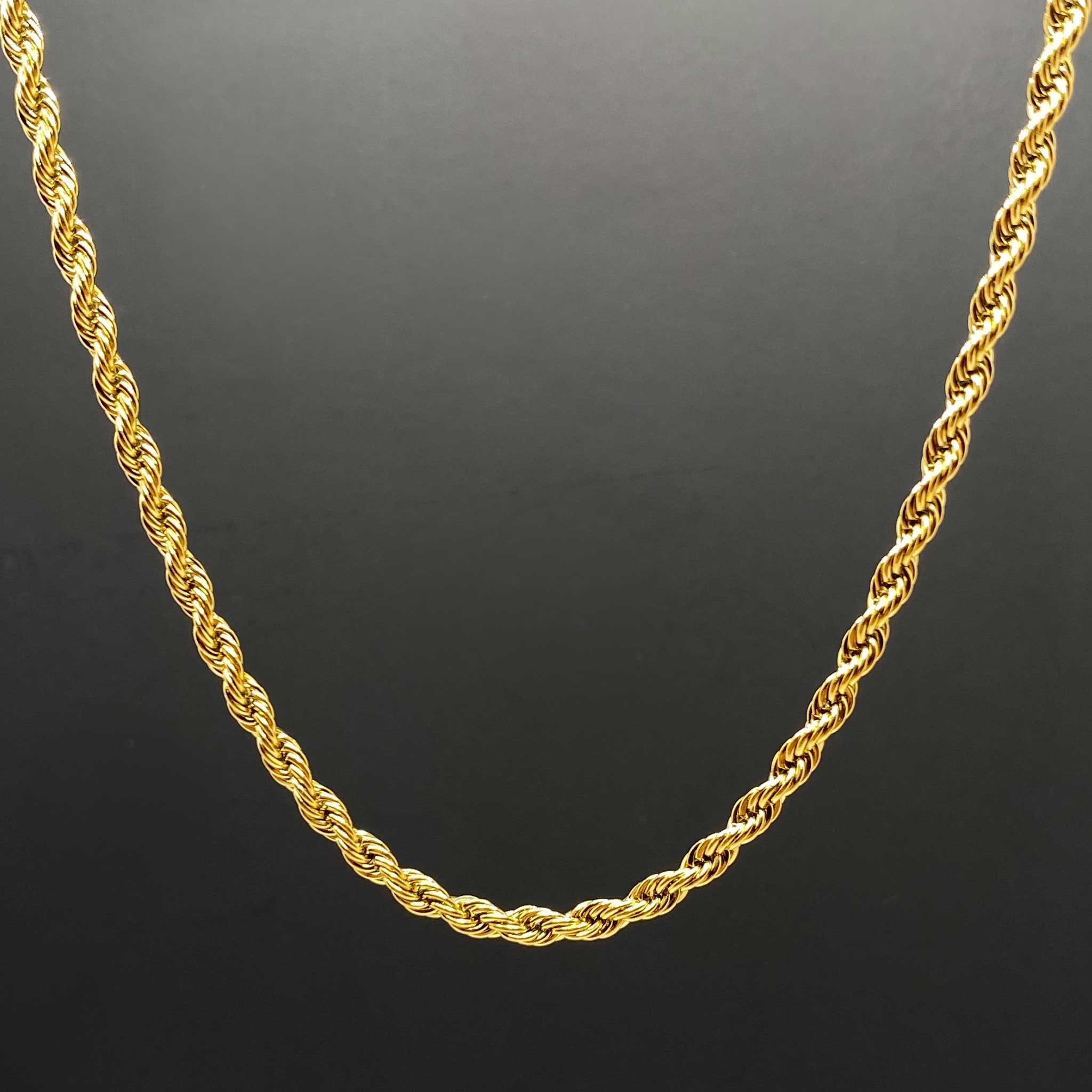 Goldene Kordelkette (3mm) aus Edelstahl - icrush - schmuck