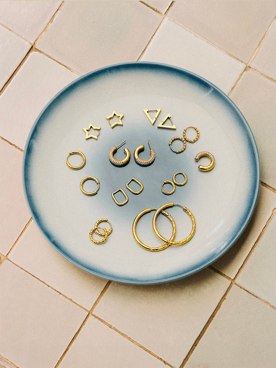 Half Texture Hoop Ohrringe Gold-Shopicrush