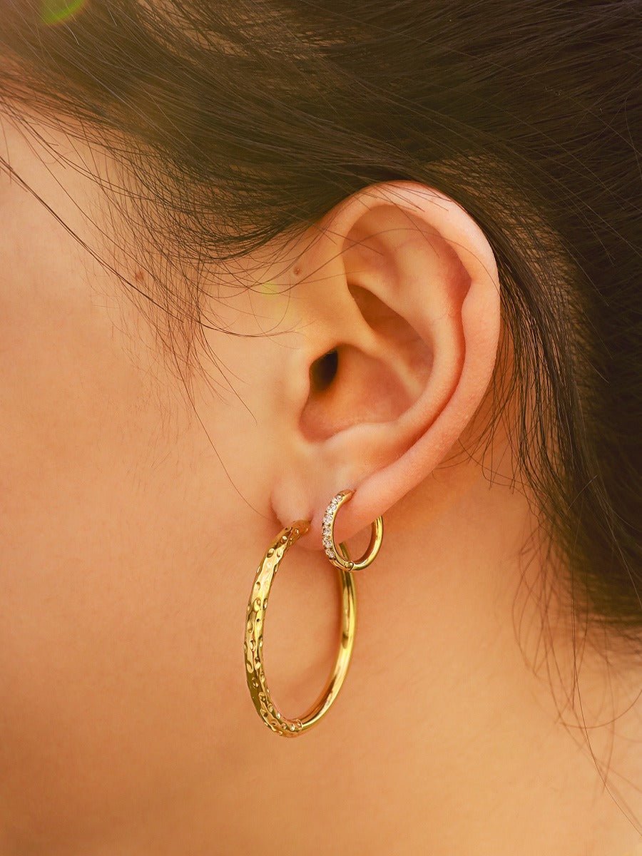 Half Texture Hoop Ohrringe Gold-Shopicrush