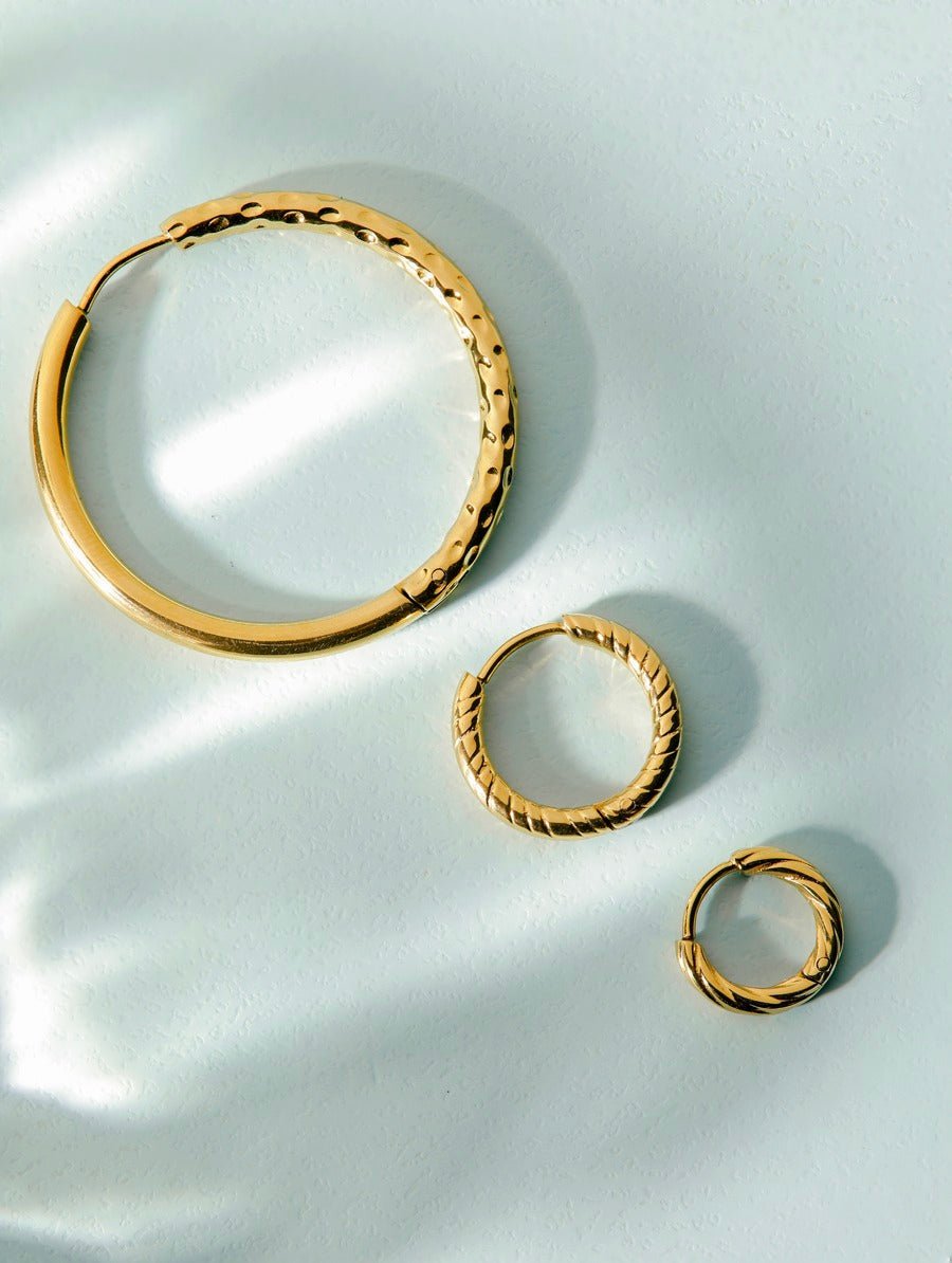 Half Texture Hoop Ohrringe Gold-Shopicrush