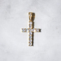 Iced Out Tennis - Kette mit goldenem Kreuz - icrush - schmuck