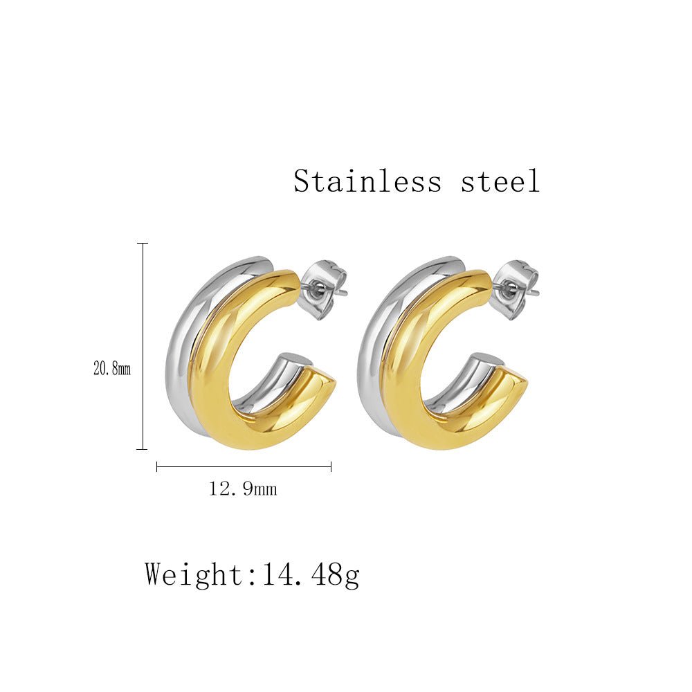 Minimalist Commuter Bicolor Hoop Earrings - icrush - schmuck