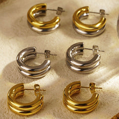 Minimalist Commuter Bicolor Hoop Earrings - icrush - schmuck