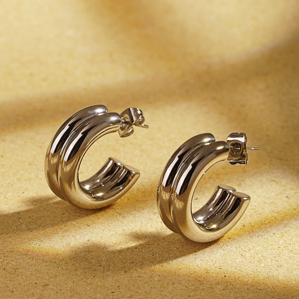 Minimalist Commuter Bicolor Hoop Earrings - icrush - schmuck