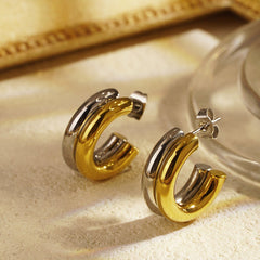 Minimalist Commuter Bicolor Hoop Earrings - icrush - schmuck