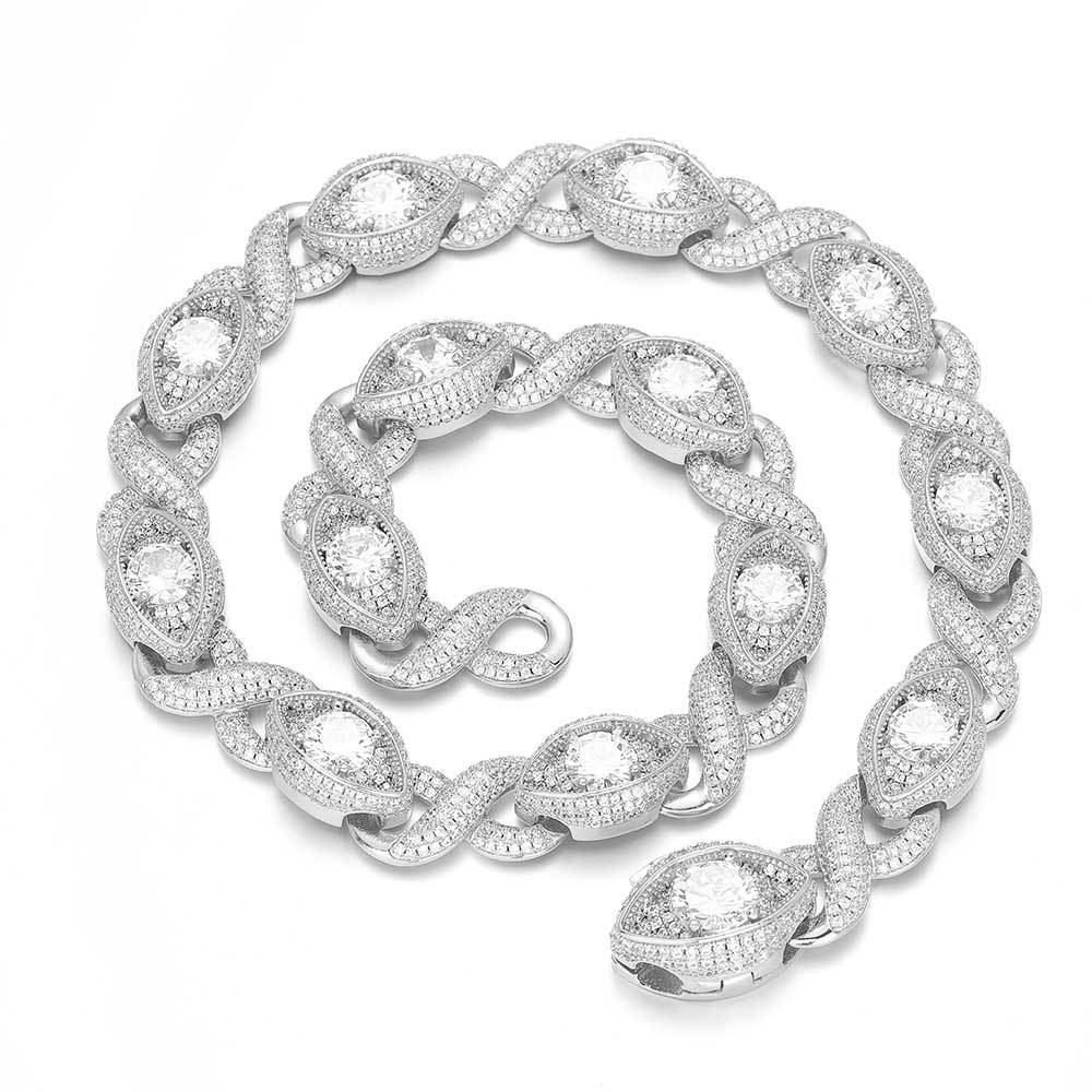 S925 Moissanite 15mm Evil Eye Eternity Chain - icrush - schmuck