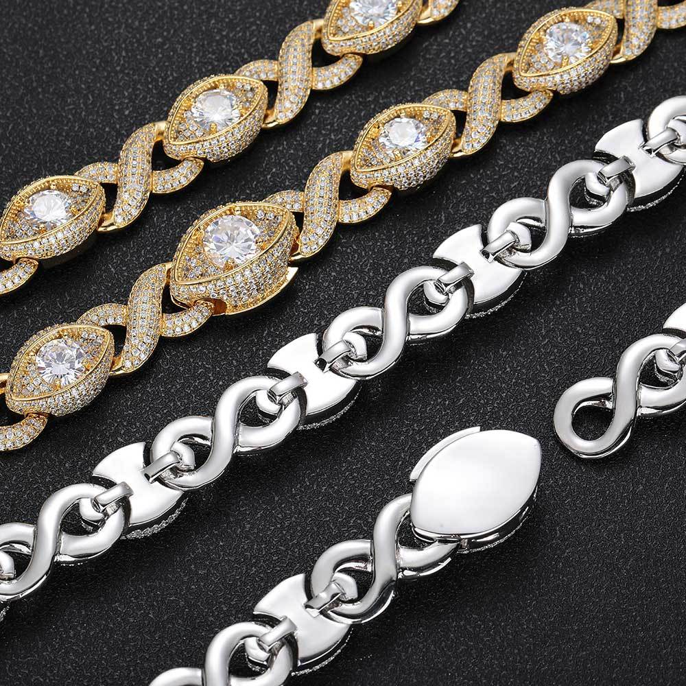 S925 Moissanite 15mm Evil Eye Eternity Chain - icrush - schmuck
