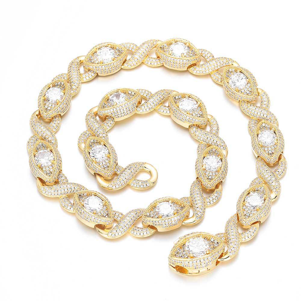S925 Moissanite 15mm Evil Eye Eternity Chain - icrush - schmuck
