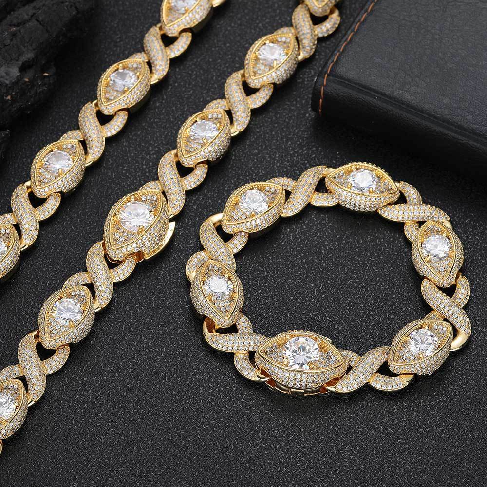 S925 Moissanite 15mm Evil Eye Eternity Chain - icrush - schmuck
