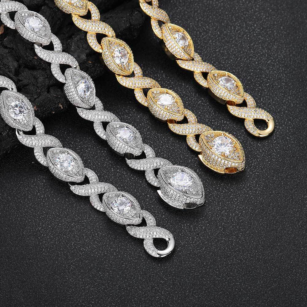 S925 Moissanite 15mm Evil Eye Eternity Chain - icrush - schmuck